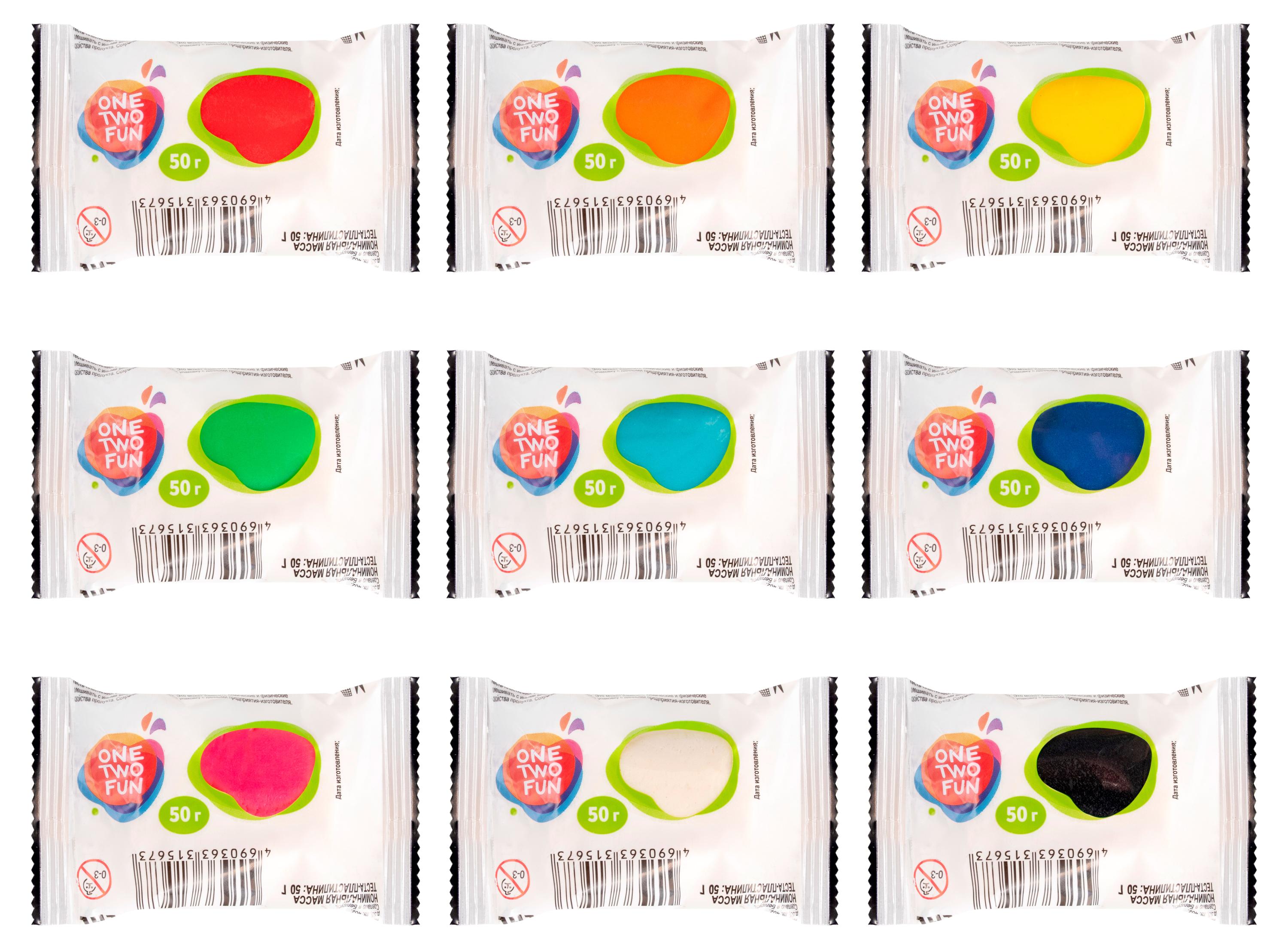 Тесто-пластилин ONE TWO FUN 1 шт, 50 г в ассортименте