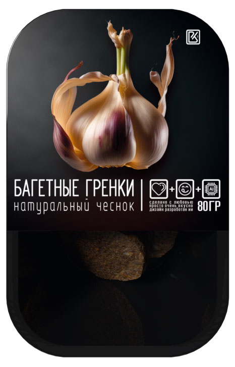 Гренки багетные «ВКУСНОКУБ» натуральный чеснок, 80 г