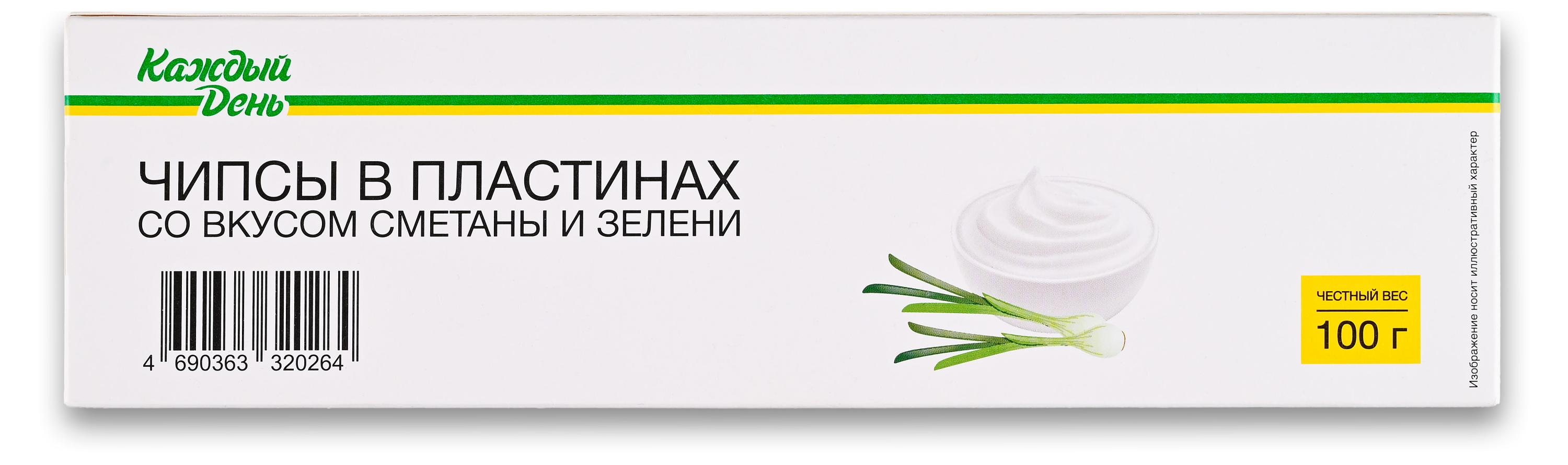 Чипсы «Каждый день» в пластинах Сметана и зелень, 100 г
