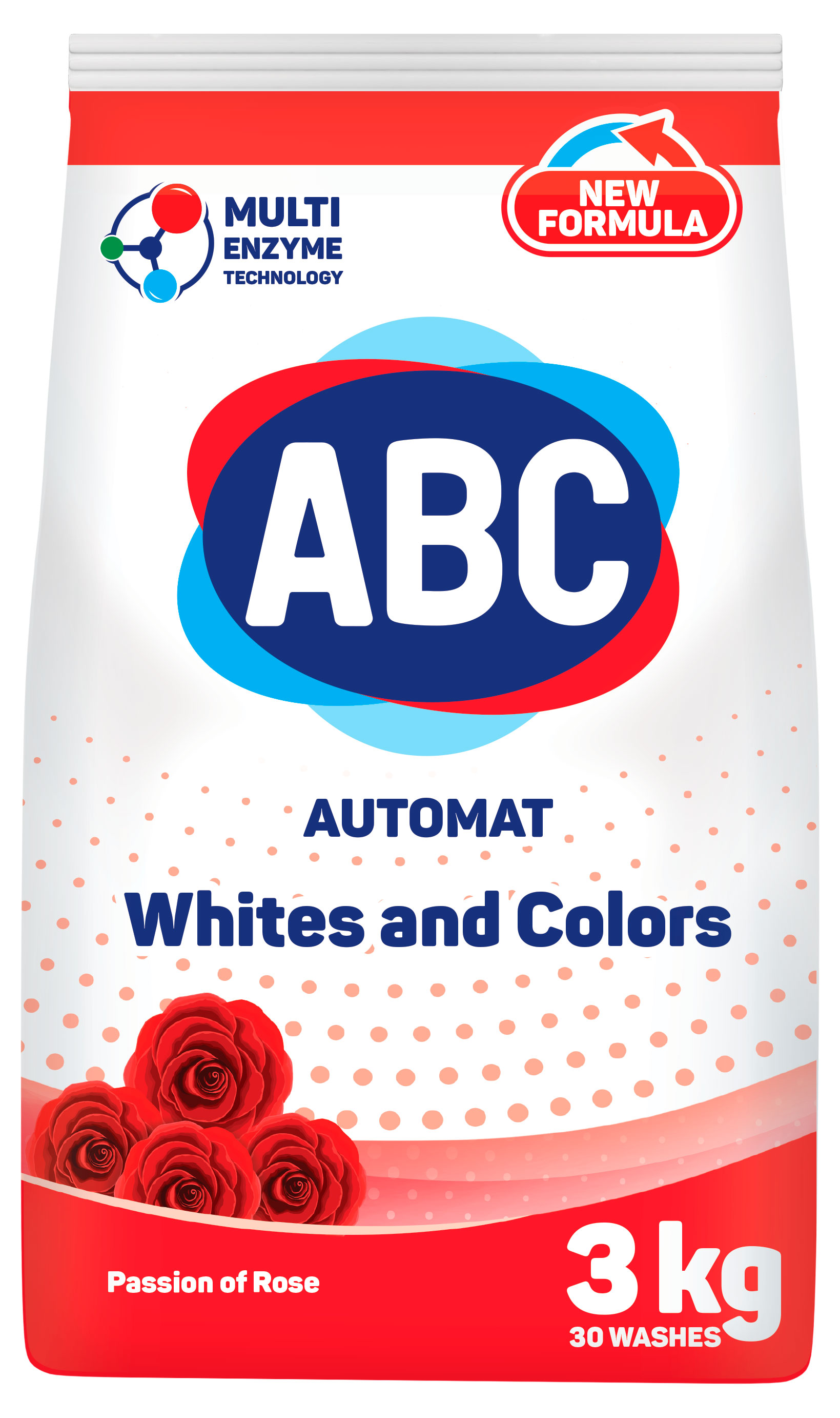 Стиральный порошок ABC Роза для белого и цветного белья, 3 кг