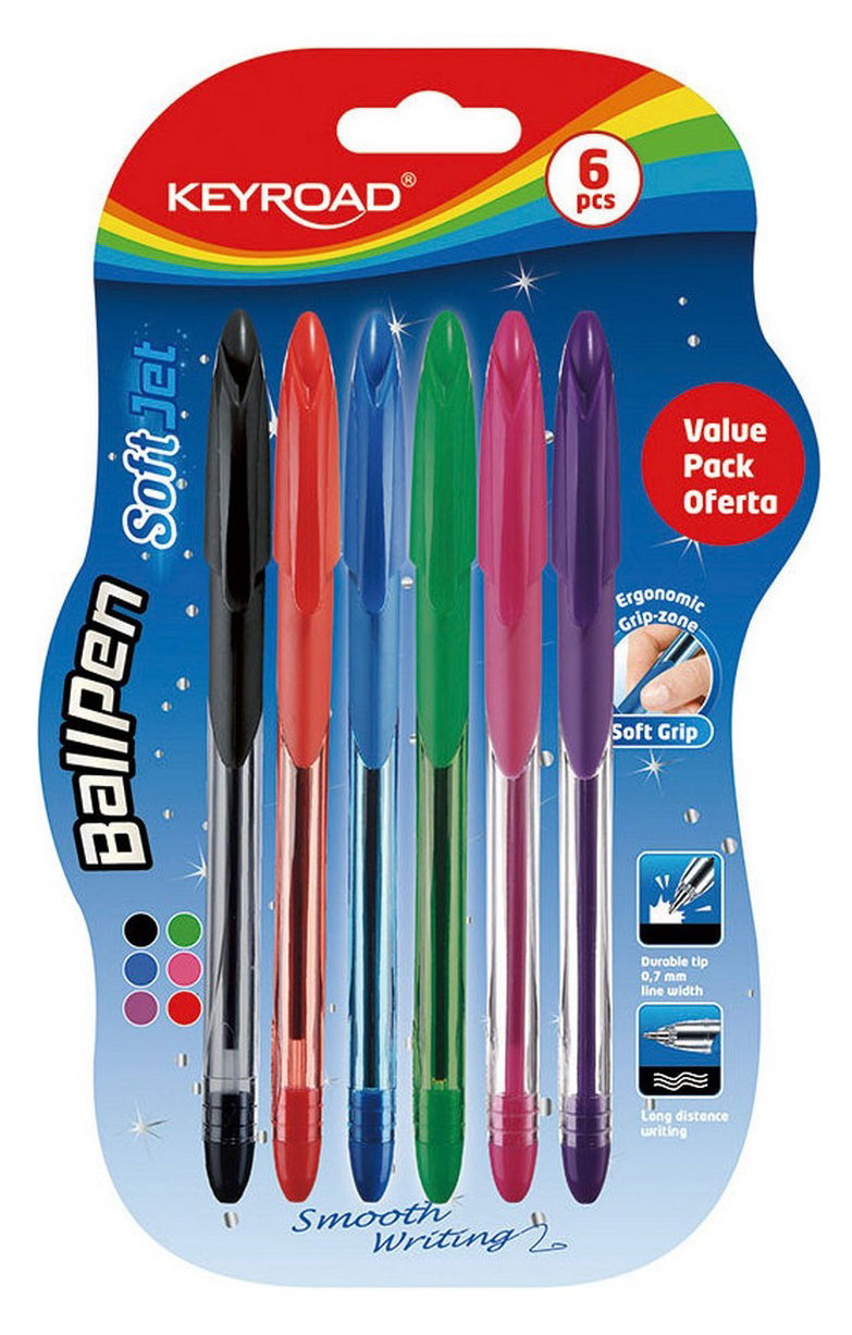 Набор цветных ручек KEYROAD шариковые 0,7 мм, 6 цветов