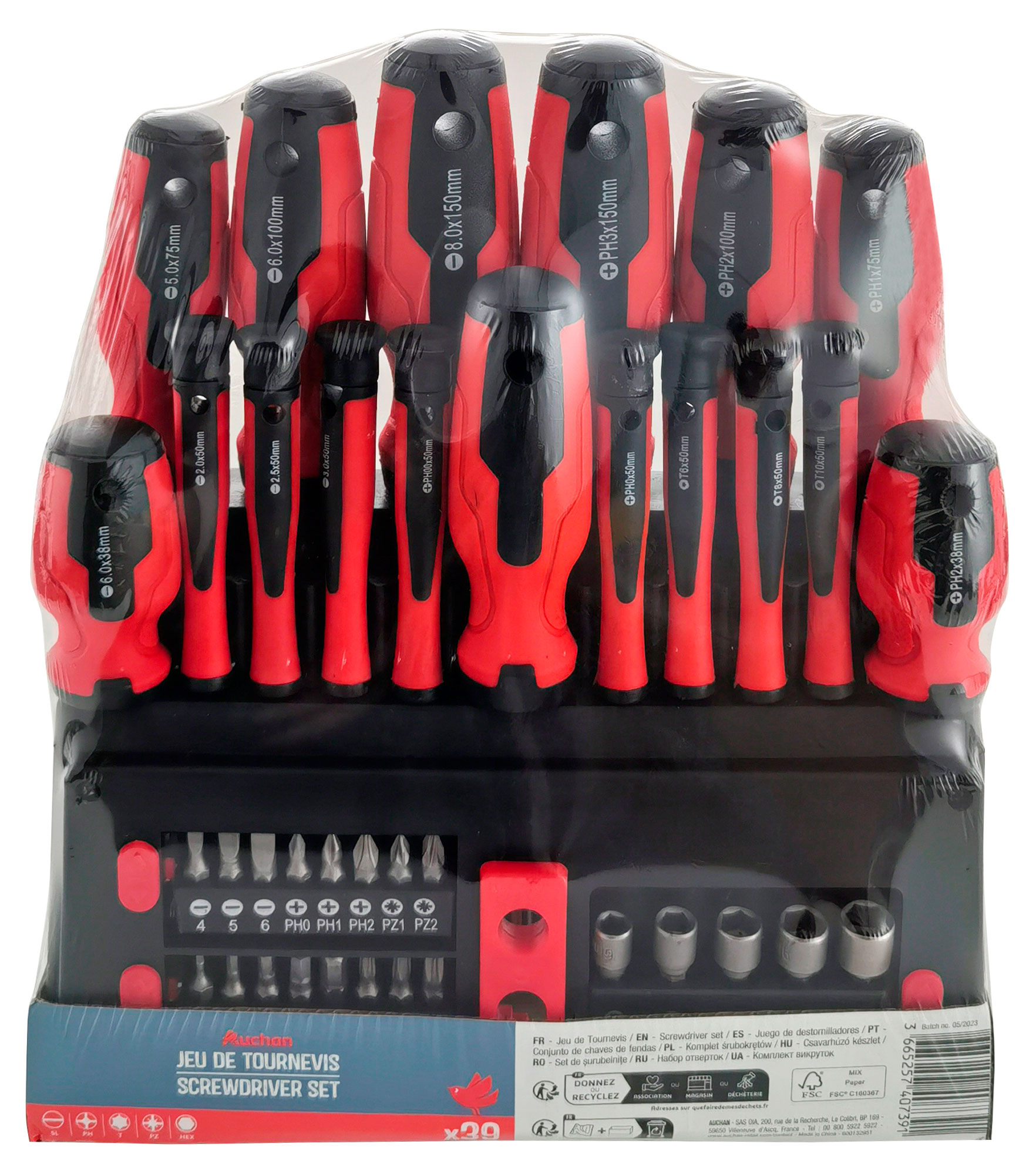 Набор отверток АШАН Красная птица, 39 предметов