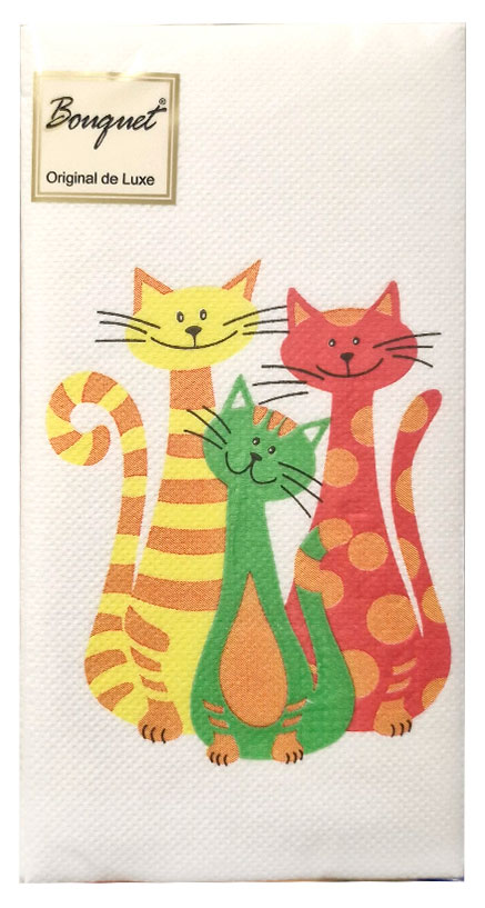 Салфетки бумажные одноразовые Bouquet двухслойные декоративные коты 33х33 см, 20 шт