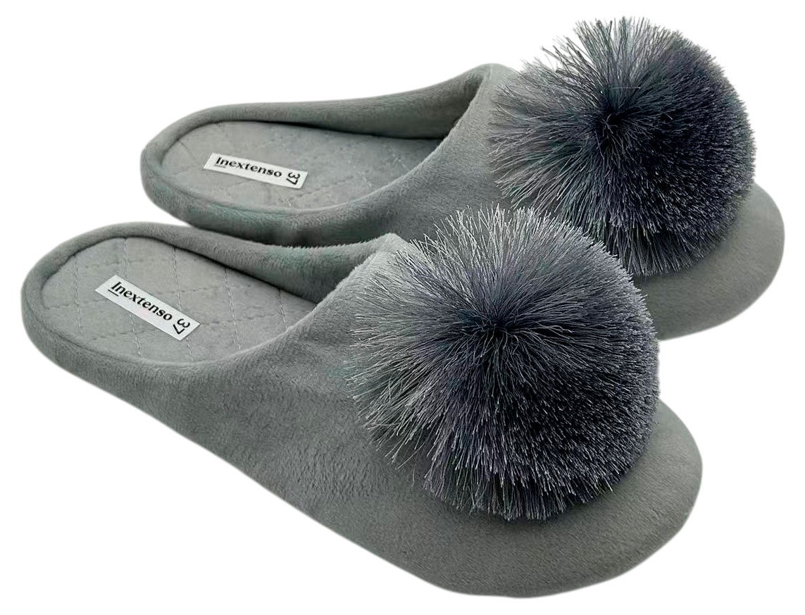 Тапочки женские InExtenso с закрытым носком серые