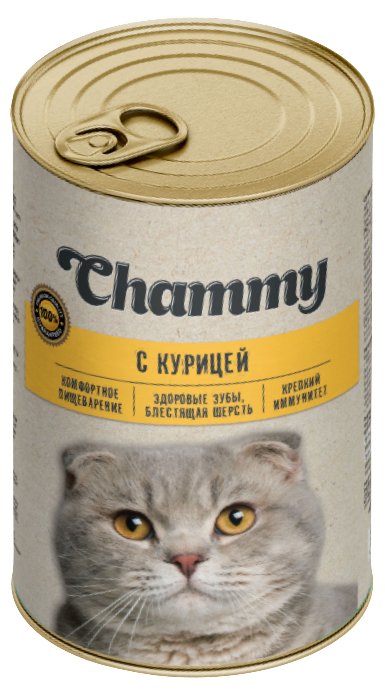 Корм консервированный для кошек Chammy с курицей в соусе, 415 г