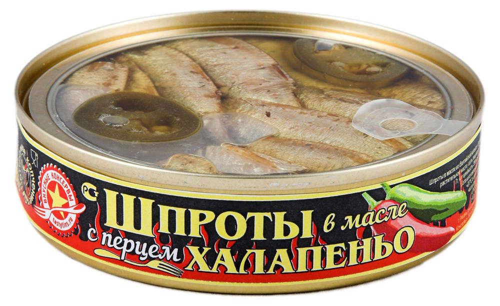 Шпроты «Вкусные Консервы» с перчиками халапеньо, 160 г