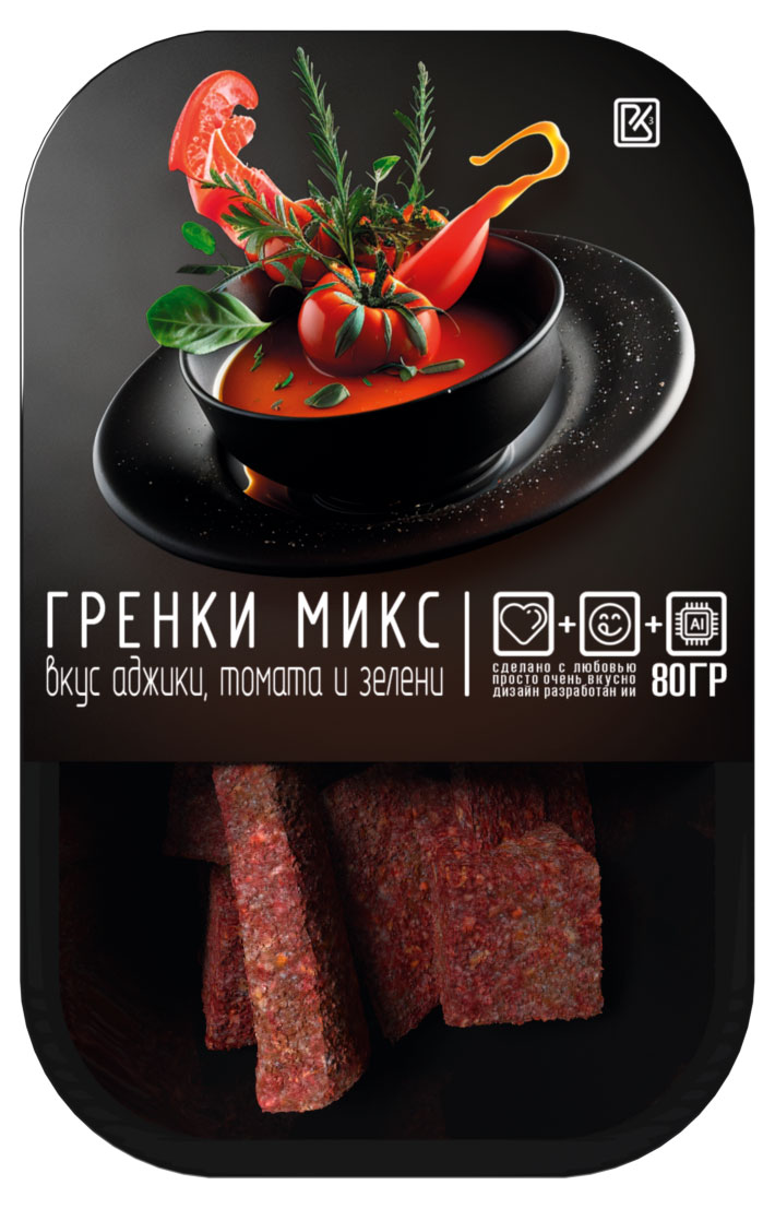 Гренки микс «ВКУСНОКУБ» аджика томаты и зелень, 80 г