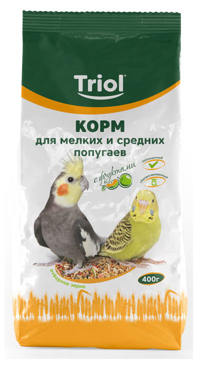 Корм для мелких с средних попугаев Triol с фруктами, 400 г