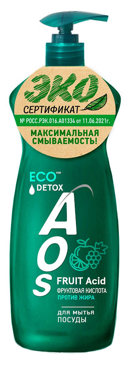 Средство для мытья посуды Aos с фруктовыми кислотами, 900 г