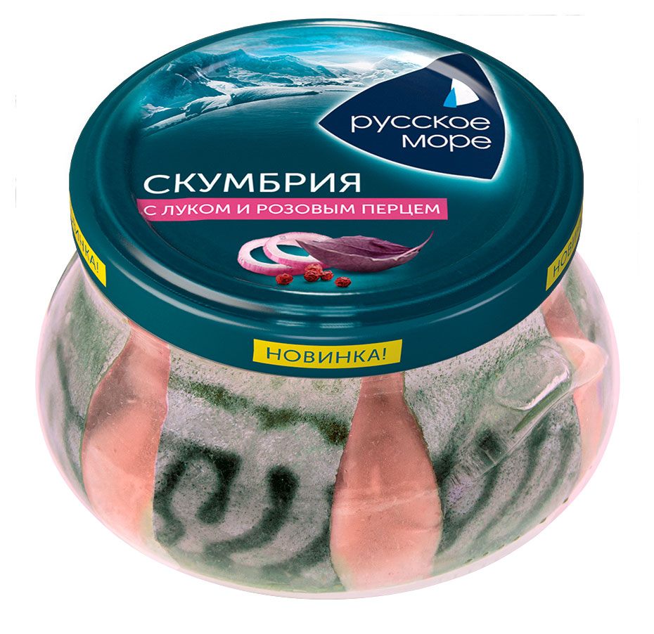 Скумбрия маринованная «Русское море» с луком и розовым перцем филе-кусочки, 280 г