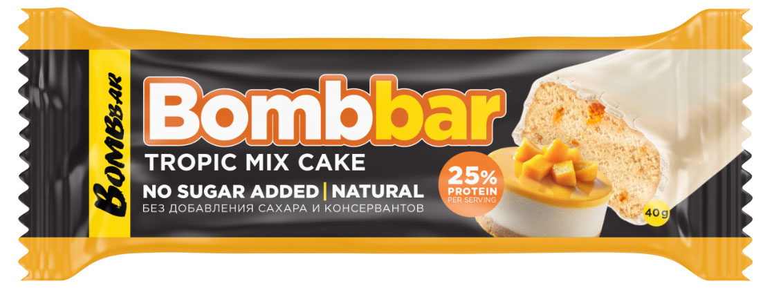 Батончик протеиновый Bombbar Tropic mix cake, 40 г