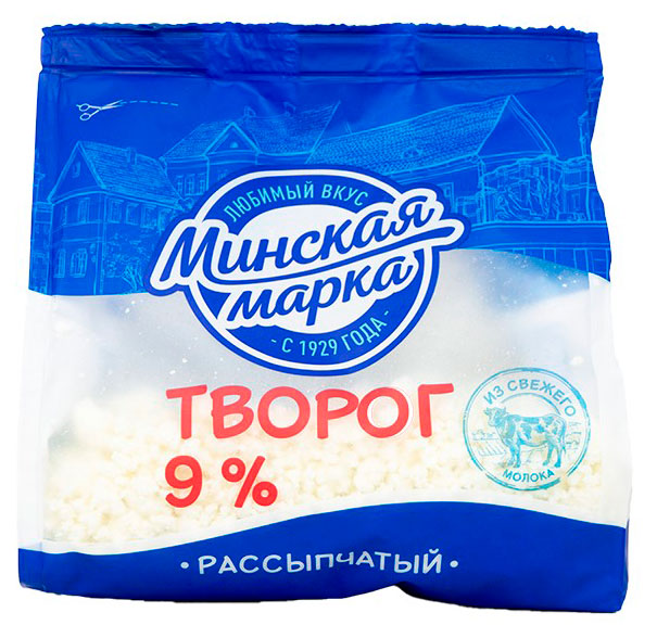 Творог рассыпчатый «Минская марка» 9% БЗМЖ Беларусь, 350 г