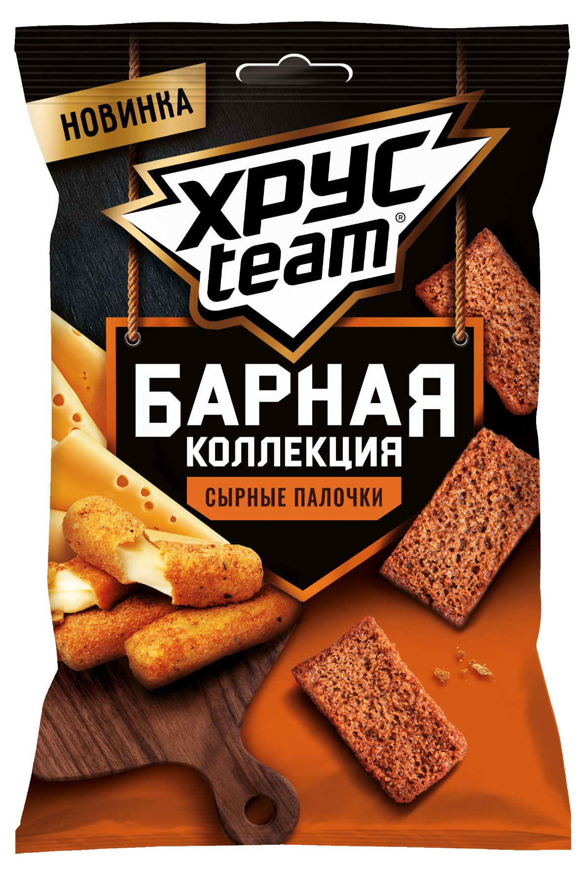 Сухарики ржано-пшеничные Хрусteam Барная коллекция сырные палочки, 70 г