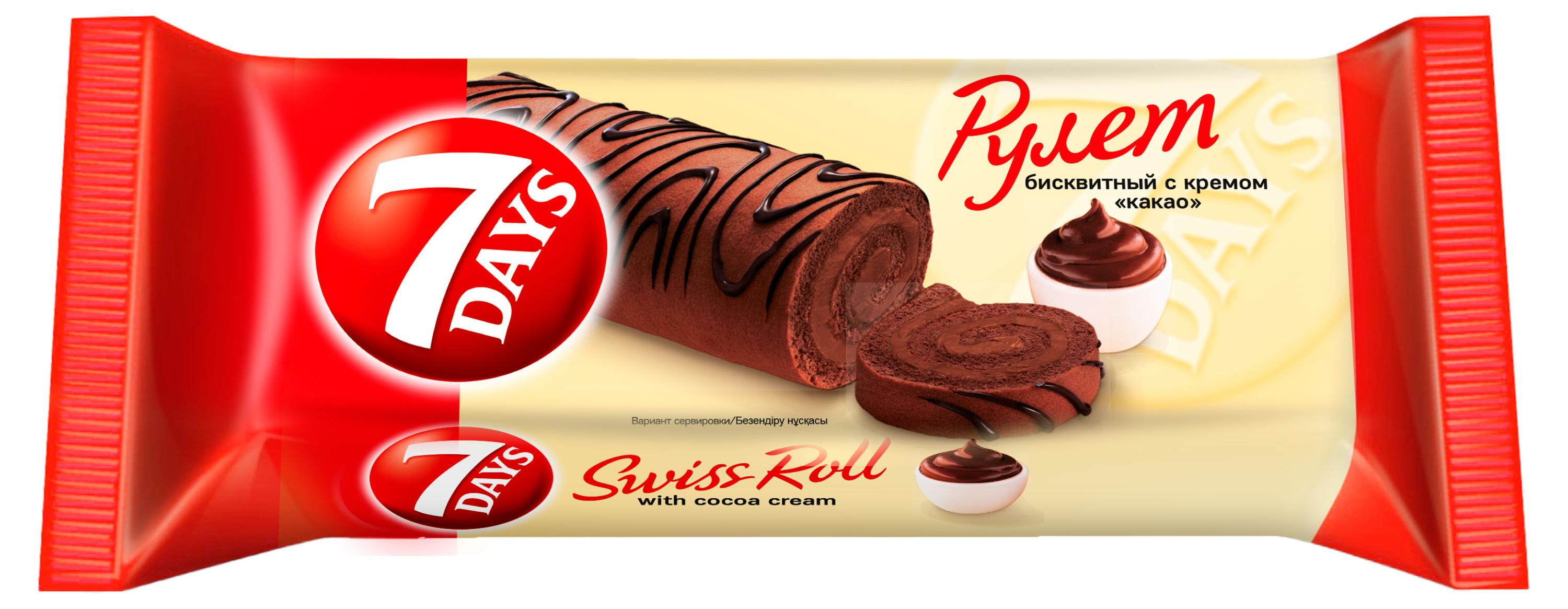 Рулет бисквитный 7Days с кремом какао, 200 г
