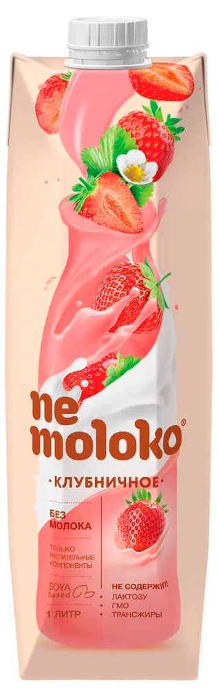 Напиток растительный Nemoloko клубничный без лактозы 1%, 1 л