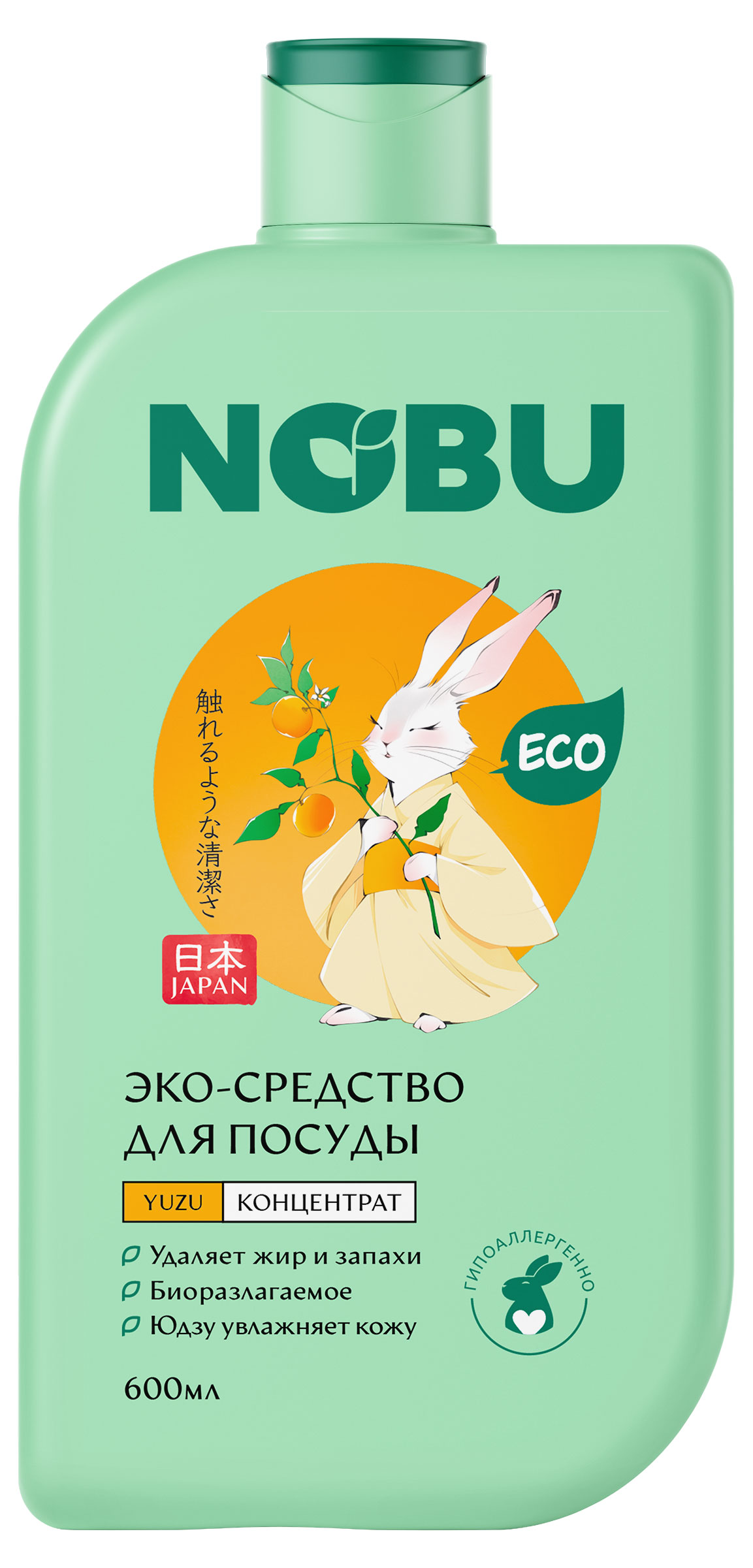 Средство для мытья посуды NOBU с экстрактом Юдзу, 600 мл