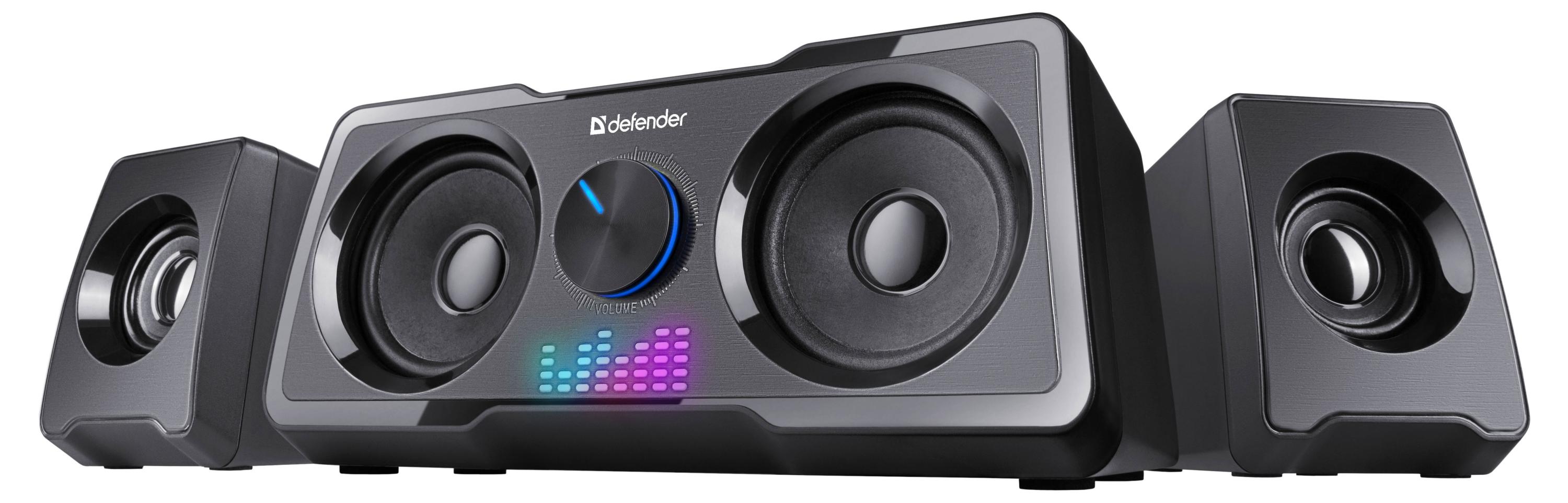 Акустическая система Defender Soundwall 2.1 с подсветкой черная