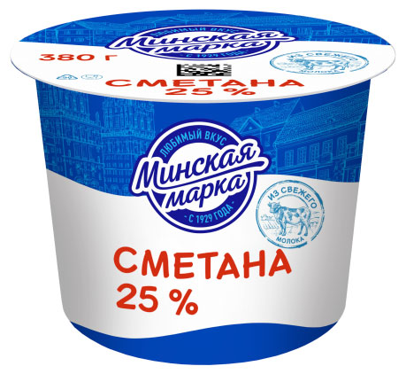 Сметана «Минская марка» 25% БЗМЖ, 380 г