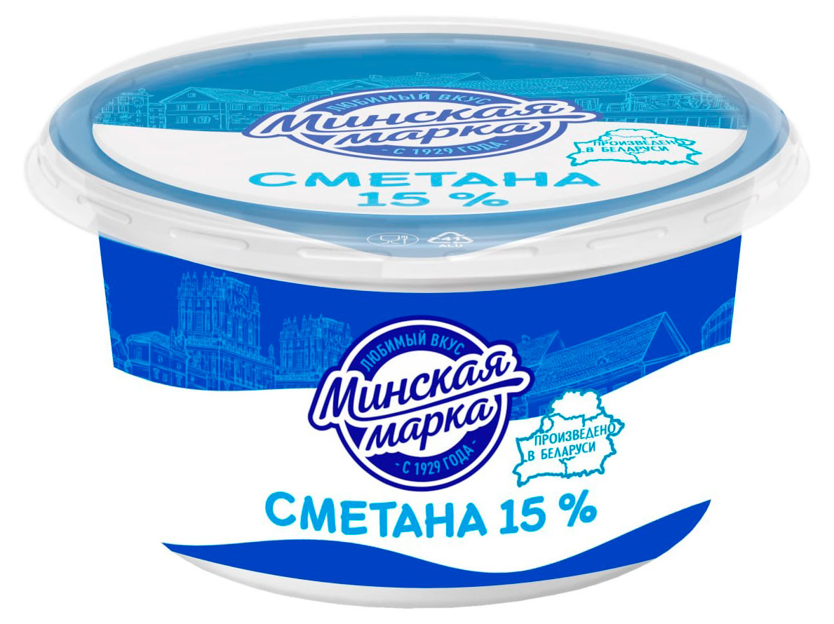 Сметана «Минская марка» 15% БЗМЖ, 180 г