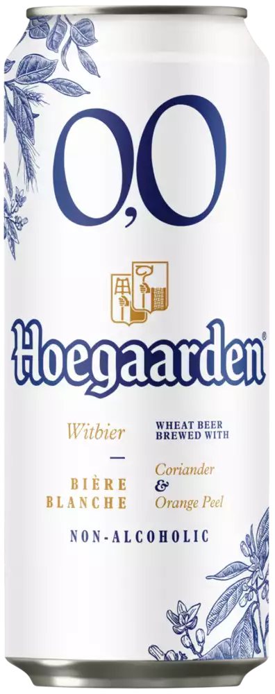 Пивной напиток б/а HOEGAARDEN 0.0 СВЕТЛ. НЕФИЛЬТР. ПАСТЕР. Ж/Б 0,45Л