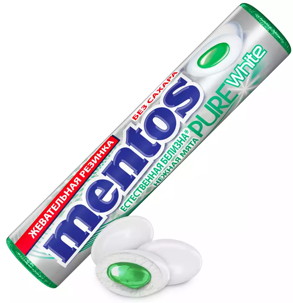 Жевательная резинка MENTOS PURE WHITE НЕЖНАЯ МЯТА 15,5Г