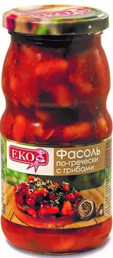 Фасоль EKO ПО-ГРЕЧЕСКИ С ГРИБАМИ СТ/Б 510Г