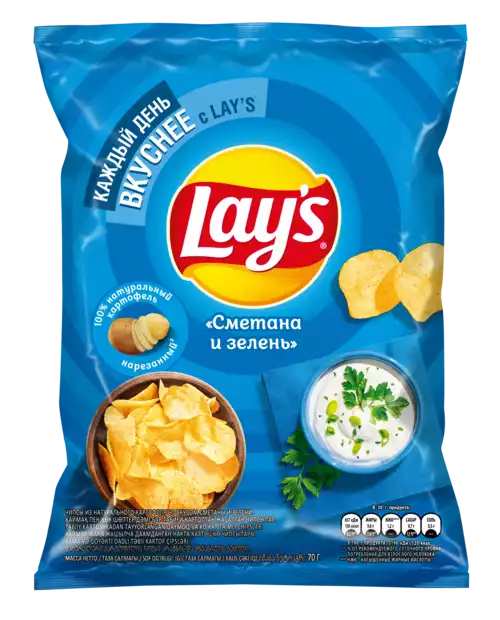 Чипсы LAY'S СМЕТАНА И ЗЕЛЕНЬ 70Г