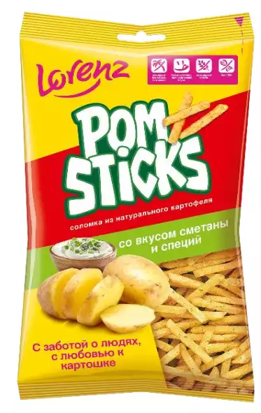 Чипсы соломкой POMSTICKS СО ВКУСОМ СМЕТАНЫ И СПЕЦИЙ 100Г