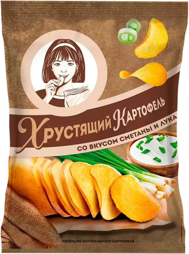 Чипсы ХРУСТЯЩИЙ КАРТОФЕЛЬ СМЕТАНА И ЛУК 70Г