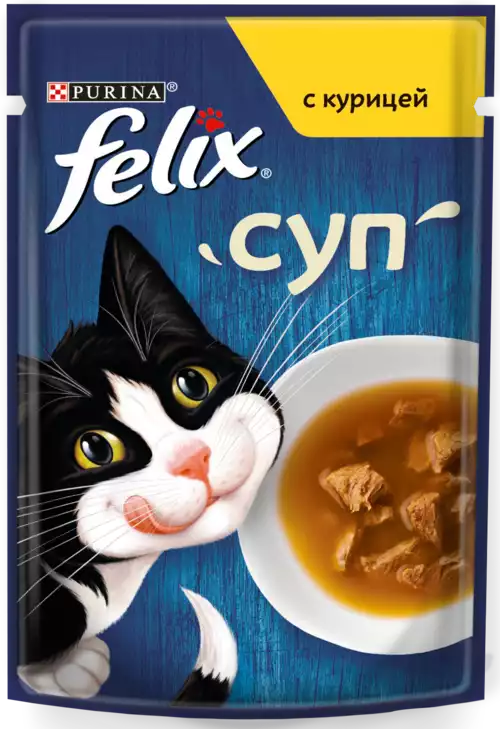 Корм влажный для кошек PURINA FELIX СУП С КУРИЦЕЙ 48Г