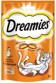 Корм сухой для кошек DREAMIES ЛАКОМЫЕ ПОДУШЕЧКИ С КУРИЦЕЙ 30Г