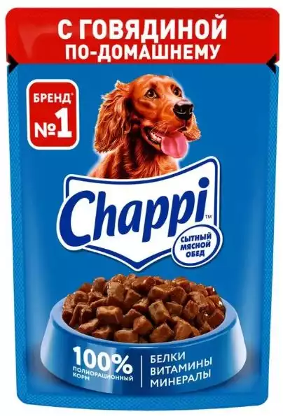 Корм влажный для собак CHAPPI СЫТНЫЙ МЯСНОЙ ОБЕД С ГОВЯДИНОЙ 85Г