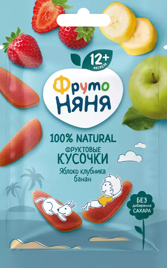 Фруктовые кусочки ФРУТОНЯНЯ ЯБЛОКО/КЛУБНИКА/БАНАН ТУ 15Г