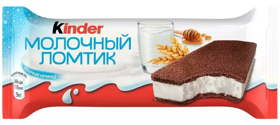 Пирожное бисквитное FERRERO KINDER МОЛОЧНЫЙ ЛОМТИК 27,9% ТУ 28Г