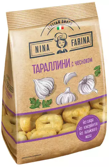 Тараллини NINA FARINA C ЧЕСНОКОМ 180Г