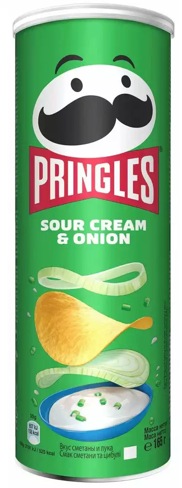 Чипсы PRINGLES СО ВКУСОМ СМЕТАНЫ И ЛУКА 165Г