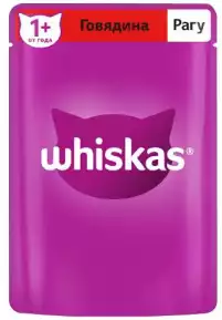 Корм влажный для кошек WHISKAS MASK РАГУ ГОВЯДИНА 75Г