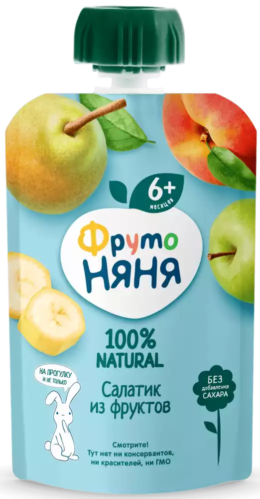 Фруктовое пюре ФРУТОНЯНЯ БАНАН/ГРУША/ПЕРСИК ТУ ДОЙ-ПАК 90Г