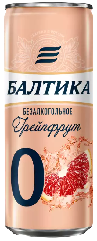 Пивной напиток б/а БАЛТИКА №0 ГРЕЙПФРУТ СВЕТЛ. НЕФИЛЬТР. ПАСТЕР. Ж/Б 0,33Л