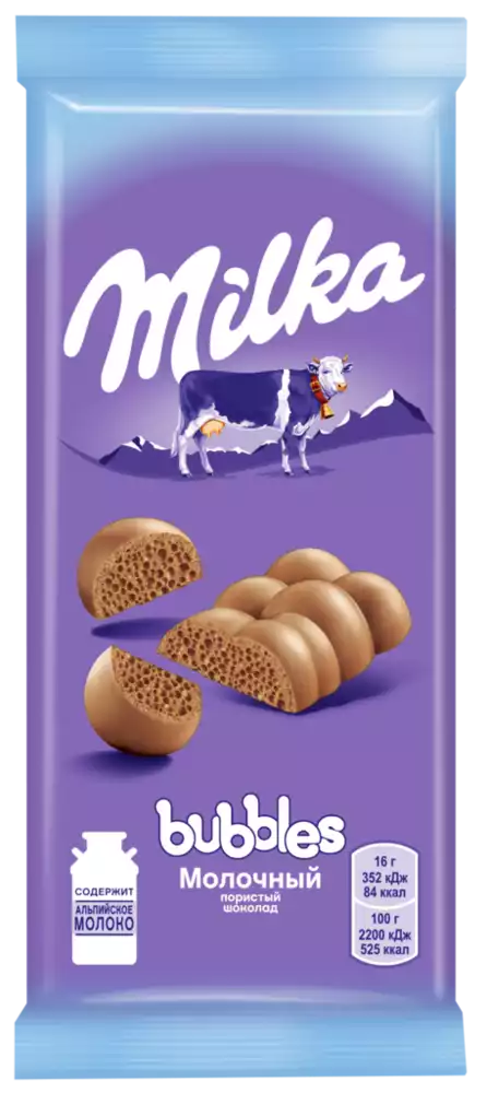 Шоколад MILKA BUBBLES МОЛОЧНЫЙ ПОРИСТЫЙ 72Г