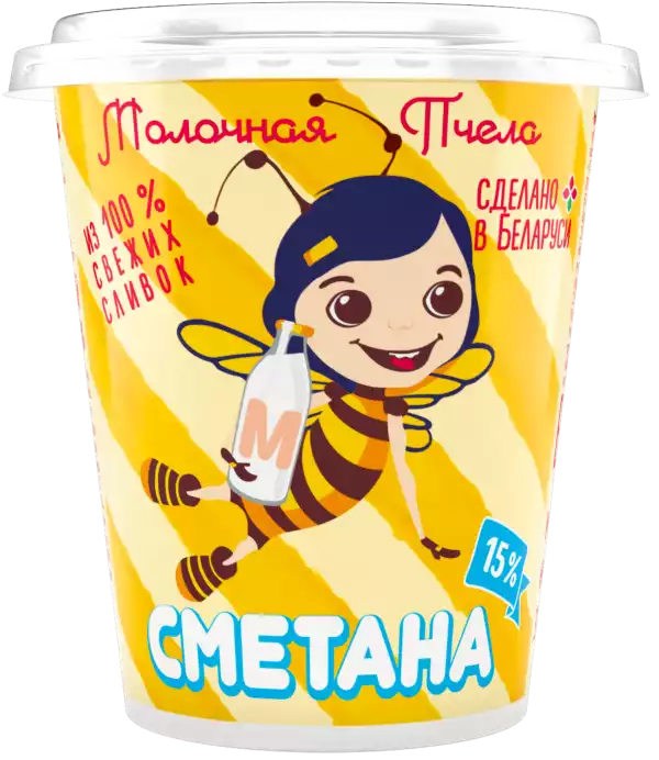 Сметана МОЛОЧНАЯ ПЧЕЛА 15% ТУ 300Г