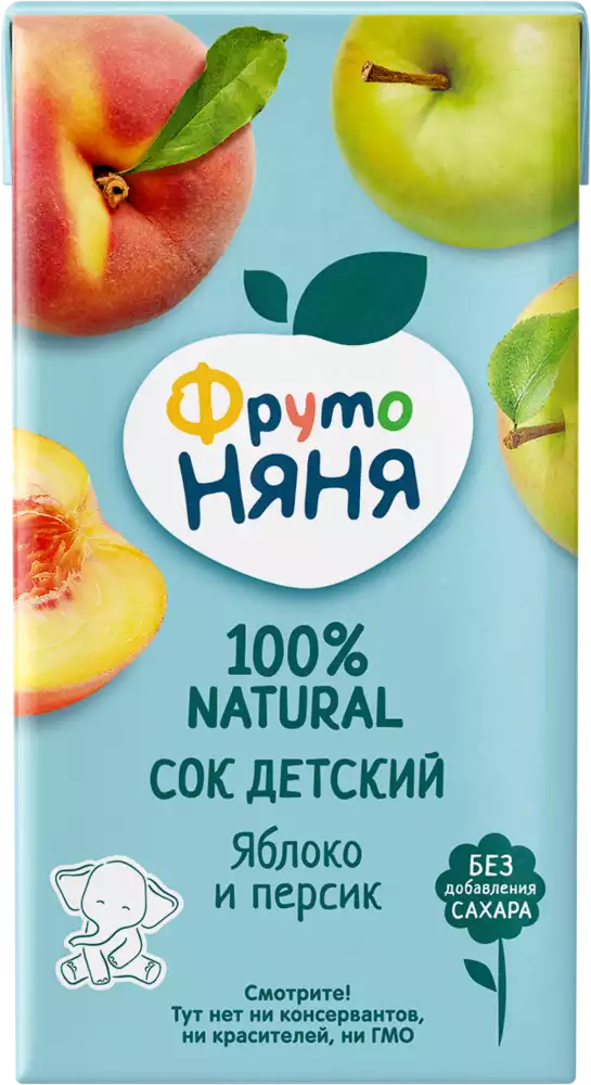 Сок детский ФРУТОНЯНЯ ЯБЛОКО ПЕРСИК ТУ 0,5Л