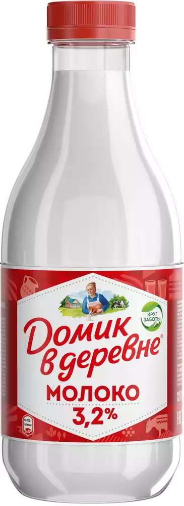 Молоко ДОМИК В ДЕРЕВНЕ ПАСТЕР. 3,2% ТУ ПЭТ 955Г