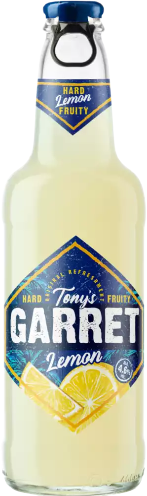 Пивной напиток TONY'S GARRET HARD LEMON СВЕТЛ. ФИЛЬТР. ПАСТЕР. СТ/Б 0,4Л