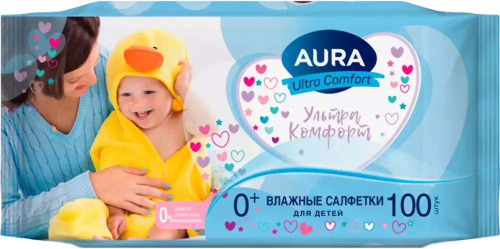 Влажные салфетки AURA ULTRA COMFORT ДЛЯ ДЕТЕЙ 100ШТ