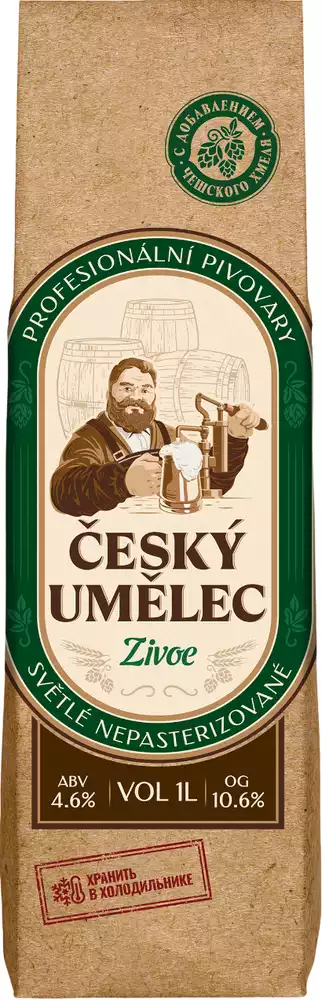 Пиво CESKY UMELEC ZIVOE СВЕТЛ. ФИЛЬТР. НЕПАСТЕР. ПЭТ 1Л