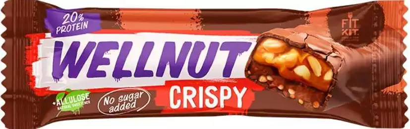 Батончик глазированный FIT KIT WELLNUT CRISPY АРАХИС-КАРАМЕЛЬ 45Г