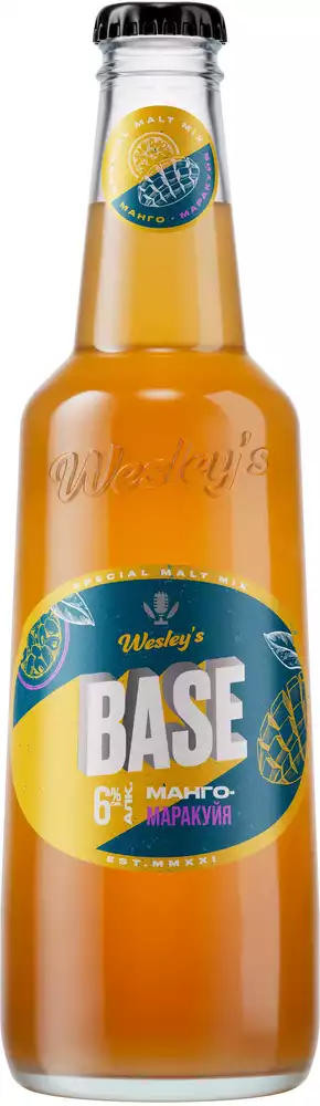 Пивной напиток WESLEY'S BASE МАНГО-МАРАКУЙЯ СВЕТЛ. НЕФИЛЬТР. ПАСТЕР. 6% СТ/Б 0,4Л