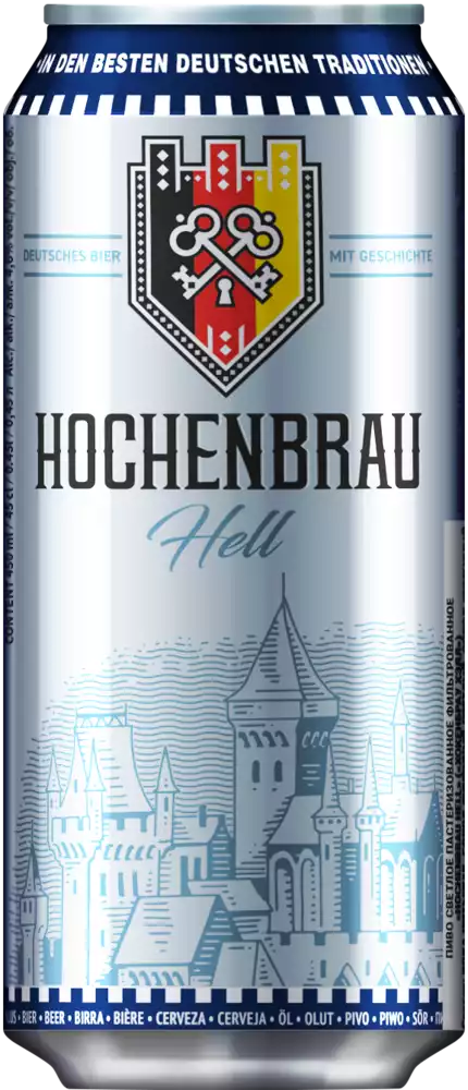 Пиво HOCHENBRAU HELL СВЕТЛ. ФИЛЬТР. ПАСТЕР. Ж/Б 0,45Л
