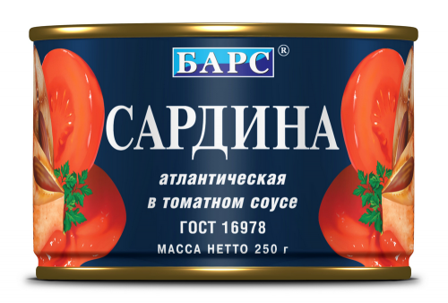 Сардина ''Барс'' Атлантическая в томатном соусе, 250 г